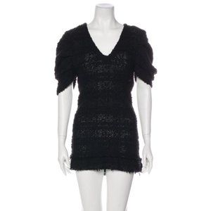 ALEXIS Anika Black Boucle Puff Sleeve Mini Dress